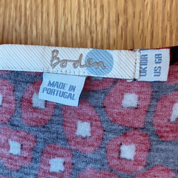 Boden size 6 viscose stretchy red navy ivory print comfort scoop neck dress - Picture 5 of 6